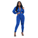 Color-Blue-Solid Color Cardigan Bundle Long-Sleeved Women two piece set Casual Tight Trousers Suit-Fancey Boutique