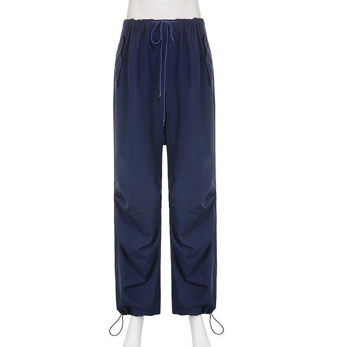 Color-Blue-Blue Loose Sports Casual Woven Wide Leg Pants for Women Summer Street Snap-Fancey Boutique