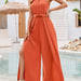 Color-Summer Women Clothing Fresh Air Solid Color Halter Lace up Jumpsuit-Fancey Boutique