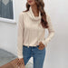 Color-Autumn Winter Women Clothing Cable Knit Turtleneck Casual Sweatshirt Texture Pullover Top-Fancey Boutique
