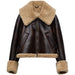 Color-Brown-Autumn Winter Women Artificial Fur Effect Short Coat-Fancey Boutique