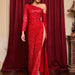 Color-Women Sexy Sequined Lace-up Slit Party Dress Evening Gown-Fancey Boutique