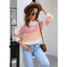 Color-Autumn Casual Sweater Loose Crew Neck Color Knitwear Top Color Block-Fancey Boutique