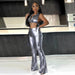 Color-Sexy Side Exposed Hollow Out Cutout Vest High Waist Strap Bell-Bottom Pants Stretch Leather Suit-Fancey Boutique