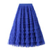Color-Mesh Tiered Skirt Women Spring Autumn Dress Fairy White Yarn Skirt Pleated-Fancey Boutique