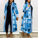 Color-Blue-Casual Women Wear Imitation Denim Printed Long Trench Coat Cardigan Coat-Fancey Boutique