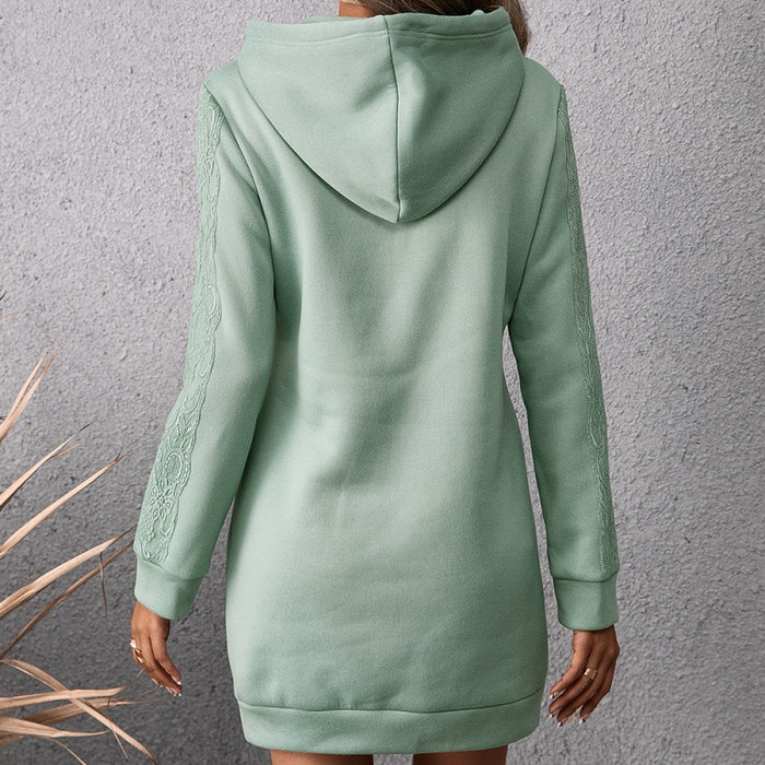 Color-Loose Casual Solid Color Mid-Length Hooded Sweater Women-Fancey Boutique
