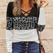 Color-Summer Women Clothing Personality Leopard Splicing V Neck Top Ladies-Fancey Boutique