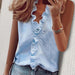 Color-Vest-Blue-Spring Summer Long Sleeve Ruffle Blouse Women Shirt-Fancey Boutique
