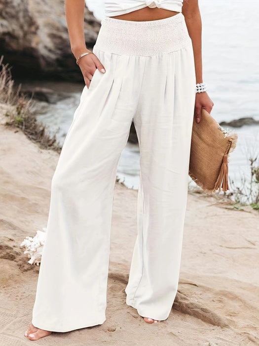 Color-White-Spring Summer Women Casual Trousers Casual Cotton Distressed Mid Waist Trousers Outer Wear-Fancey Boutique