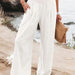 Color-White-Spring Summer Women Casual Trousers Casual Cotton Distressed Mid Waist Trousers Outer Wear-Fancey Boutique