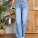 Color-Women Clothing Trendy Thin Looking Casual High Waist Loose Denim Trousers Pocket-Fancey Boutique