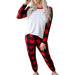 Color-Red-Winter Long Sleeve Home Wear Women Plaid round Neck Christmas Loose Casual Suit-Fancey Boutique