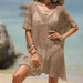 Color-Apricot-Hollow Out Cutout Knitted Sun Protection Shirt Bikini Swimsuit Outwear Overclothes Sexy Loose Pullover Beach Cover-up-Fancey Boutique