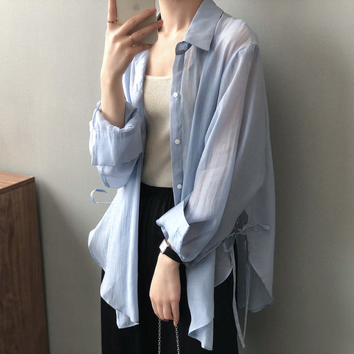 Color-Shirt Women Summer Korean Shirt Light Thin Loose Sun Protection Clothing-Fancey Boutique