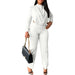 Color-White-Spring Summer Outfit Solid Color round Neck Casual Top Slim Trousers Elegant Set-Fancey Boutique
