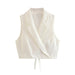 Color-White Vest-Summer Women Clothing Linen Blended Slim Vest Casual Shorts-Fancey Boutique