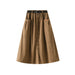 Color-Light Khaki-Corduroy Skirt for Women Mid Length High Waist A line Sheath Skirt Autumn with Belt-Fancey Boutique