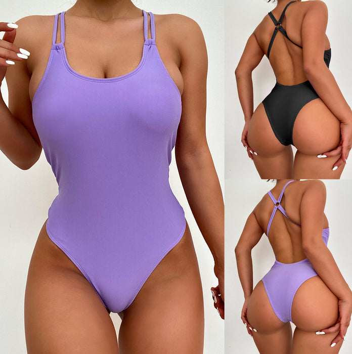 Color-Women Solid Color One-Piece Swimsuit Sexy Bikini Bikini-Fancey Boutique