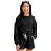 Color-Black-Autumn Winter Solid Color round Neck Pullover Long Sleeve Sweater Women Casual Shorts Suit-Fancey Boutique
