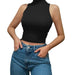 Color-Summer New Skinny Short Sleeveless Cotton T-shirt Women Yoga Sports Inner Half-High Collar Vest-Fancey Boutique