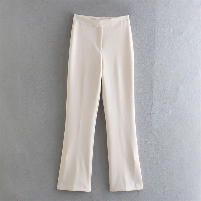 Color-White-Summer Women Clothing Trousers Split Straight Pants Elegant Trousers Women-Fancey Boutique