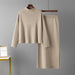 Color-Khaki-Women Clothing Autumn Casual Loose Long Skirt Two Piece Suit Sweater-Fancey Boutique