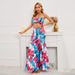 Color-Sexy Bohemian Printed Dress Smocking Halter Top Sheath Fishtail Dress Two Piece Set Women Clothing-Fancey Boutique