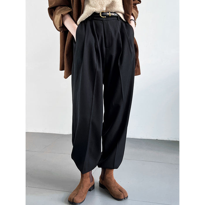 Color-Minimalist Old Money Mopping Work Pant for Women Spring Autumn Office Loose Drooping Wide Leg Pants-Fancey Boutique