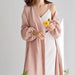Color-Early Spring French Solid Color Cardigan Nightgown Double Layer Gauze Full Cotton Casual Home Pajamas Women Cotton-Fancey Boutique