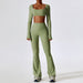 Color-Long Sleeve Trousers Bean Green-Autumn Shockproof Nude Feel Yoga Suit Quick Drying Tight Fitness Suit Casual Sports Suit Women Clothing-Fancey Boutique