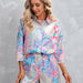 Color-Women Clothing Printed 3/4 Sleeves Shorts Casual Suit-Fancey Boutique