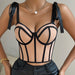 Color-Spring Summer Design Sexy Sexy Ribbon Tie Boning Corset Camisole-Fancey Boutique