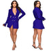 Color-Women Clothing Fall/Winter V neck Double Breasted Cuff Rhinestone Blazer Dress-Fancey Boutique