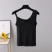 Color-Ice Silk Camisole Women Autumn Winter White Inner Wear Outer Wear Knitted Bottoming Sexy Short Top-Fancey Boutique