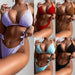 Color-Swimsuit Outer Single Bikini Solid Color Bikini Women Seperated Swimwear Triangle Bikini-Fancey Boutique