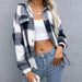 Color-Woolen Plaid Long Sleeve Turn Down Collar Coat Thick Casual Loose Shirt-Fancey Boutique