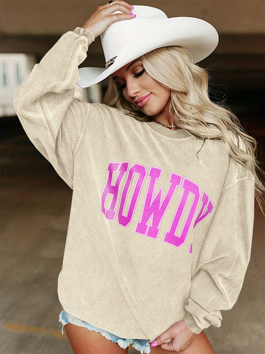 Color-Letter Graphic Printing Casual Sweatshirt Women Solid Color Loose Round Neck Pullover Long Sleeve Top Women-Fancey Boutique