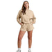 Color-Apricot-Solid Color Long Sleeve Sweaters Women Clothing Short Two-Piece Casual Shorts Suit-Fancey Boutique