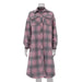 Color-Pink-Autumn Winter Women Clothing Long Sleeve Collared Plaid Coat Casual Woolen Long Cut Coat-Fancey Boutique