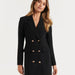 Color-Black-Slim Solid Color Casual Double Breasted Mid-Length Blazer Coat Dress-Fancey Boutique