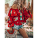 Color-Women Clothing Bohemian Long Sleeved Shirt Women Autumn Red Casual Women Top-Fancey Boutique