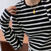 Color-Black with stripes-Spring Striped Long Sleeved shirt Women Slim Fit Slimming Inner Bottoming Shirt Top-Fancey Boutique