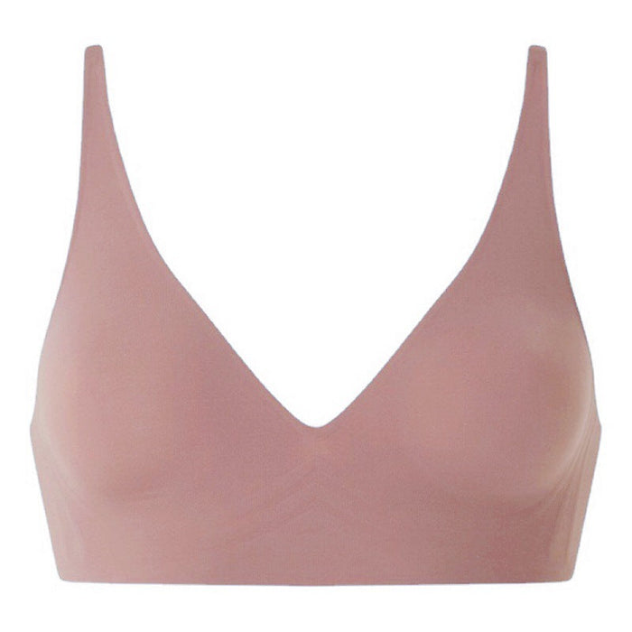 Color-Pink-Seamless Underwear V neck Non Steel Ring Big Breast Detachable Chest Pad Thin Soft Support Comfortable Bra-Fancey Boutique