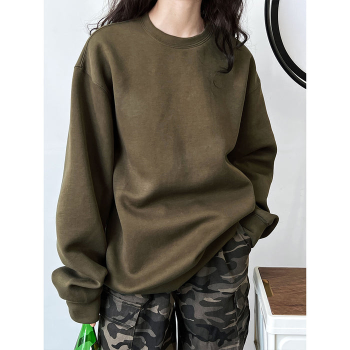 Color-Minimalist Idle Solid Color round Neck Pullover G Air Cotton Double Sided Knitted Sweater for Women-Fancey Boutique
