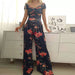Color-Spring Autumn Women Clothing off Shoulder Printing Office Printed Waist Controlled Jumpsuit-Fancey Boutique