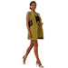 Color-Olive-Summer Autumn Solid Color Sleeveless Collared Women Small Casual Shorts Vest-Fancey Boutique