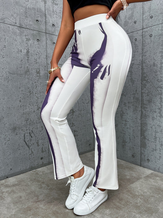 Color-Fall Winter Women Clothing Casual Sexy Printed Waist Controlled Straight Casual Pants-Fancey Boutique