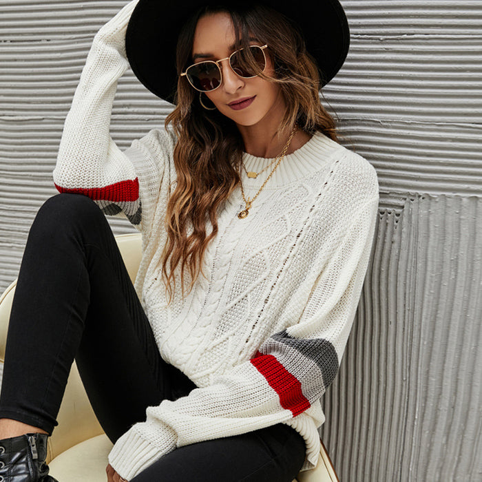 Color-Autumn Winter Loose Pullover Sweater Clothing Loose round Neck Long Sleeve Knitted Sweater-Fancey Boutique