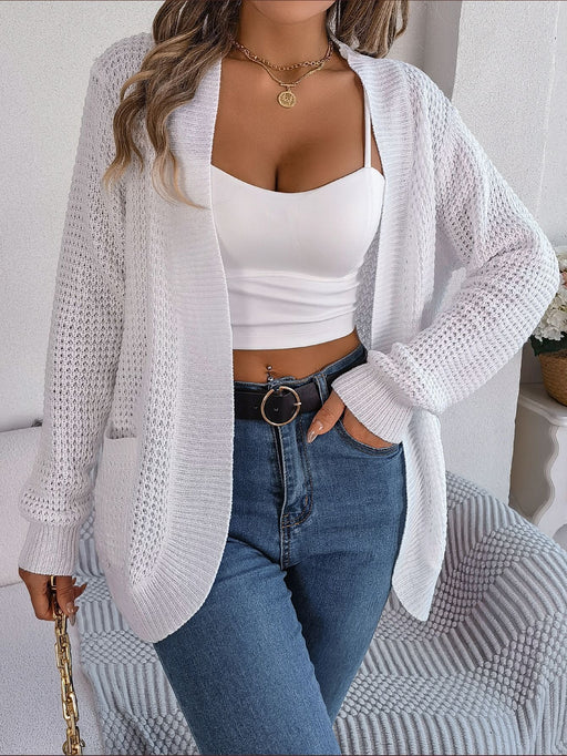 Color-Ivory-Autumn Winter Casual Pocket Long Sleeve Knitted Sweater Cardigan Coat Women Clothing-Fancey Boutique